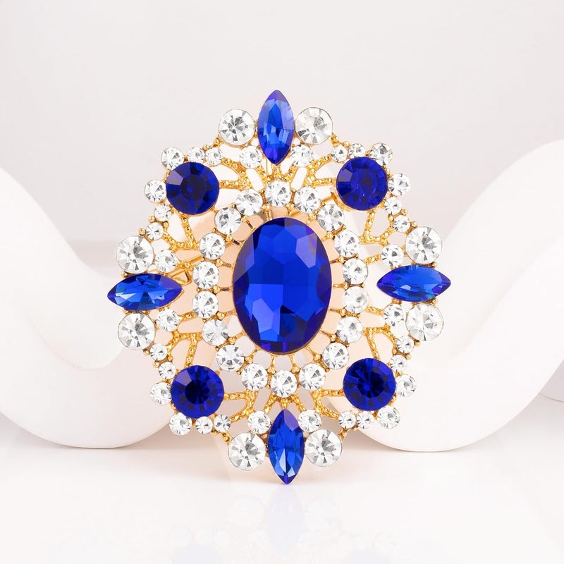 LAXPICOL Vintage Clear Austrian Crystal Brooch Pin for Women Elegant Wedding Bridal Brooches Broach Pin 1.69"*1.39" - Image 2